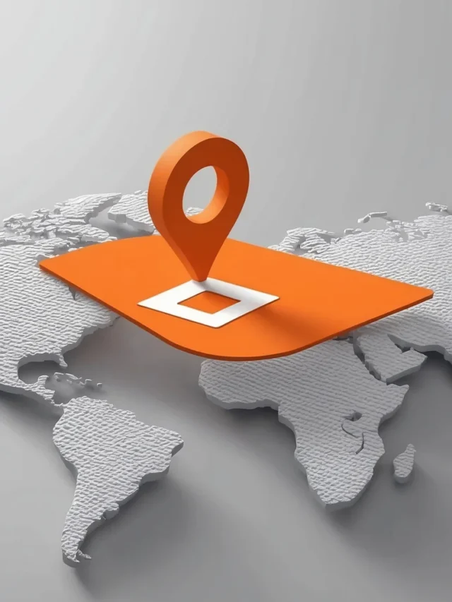 Ícone de marcador de localização em um mapa mundial representando SEO local e alcance geográfico.